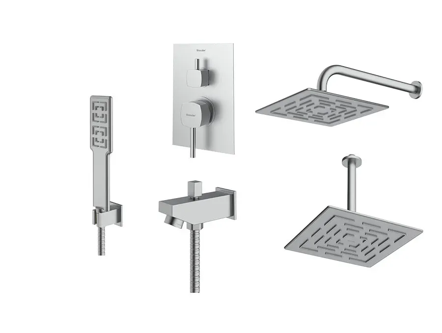 imgi_172_شیر-حمام-توکار-شودر-مدل-رومر-کروم-مات-تیپ-چهار-brass شیرآلات رومر پلاس تیپ4 برند شودرBRASS - تصویر 1